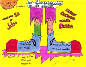 Afiche obra "La consagración de la pobreza" en Parque Violeta Parra